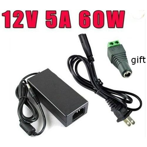 AC 100-240V To DC 12V 5A 60W Power Supply Adapter with Cord for 5050 led strip EU/AU/UK/US plug power cord 50PCS
