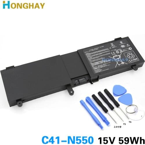 HONGHAY 15V Laptop Battery C41-N550 for Asus N550 N550J N550JA N550JV N550JK N550X47JV Q550L Q550LF G550 G550J G550JK ROG G550
