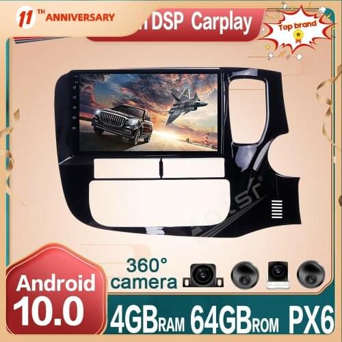 Android 10 Car radio Player 360 Panoramic Cameras Car DVD Player GPS Navigation For Mitsubishi Outlander RHD 2014-2018 Car Auto