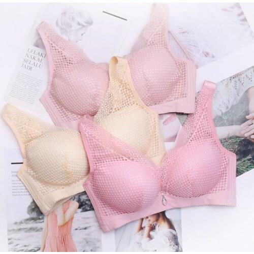 Vest Style Full Cup Push Up Adjustment Underwear Ultra Thin Lace Bra No Rims Push Up Womens Bra 95CD 100BCD Size Large Size Bra