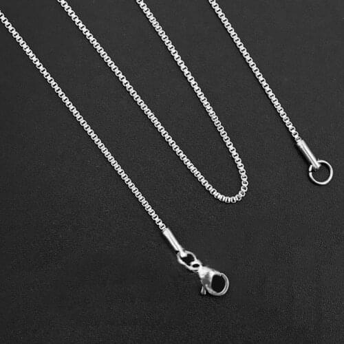 1mm 1.5mm Stainless Steel Silver tone Box Chain Necklace with Lobster Clasp, Fashion Floating Locket Chain 45CM 55CM