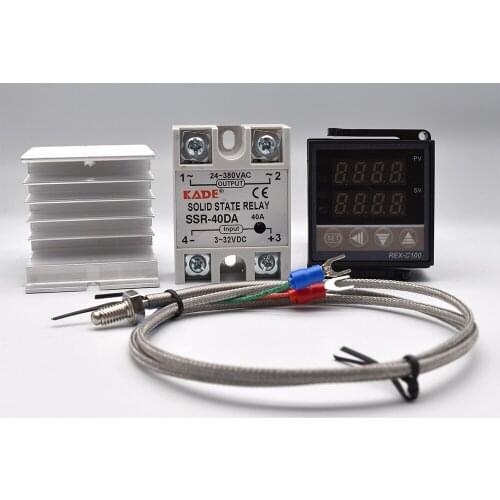 Digital PID Temperature Controller REX-C100 REX C100 thermostat + 40DA SSR Relay+ K Thermocouple 1m Probe RKC