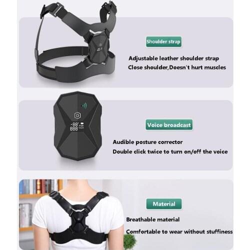 Digital Posture Correction Belt Intelligent Voice Posture Corrector Adjustable Anti-hunchback Back Shoulder Brace Support Belt