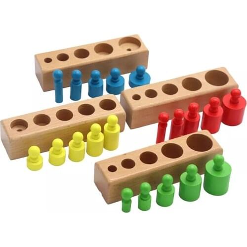 Montessori Children Cylinder Socket Puzzles Toy Baby Development Practice and SensesPreschool Educational Wooden Toys
