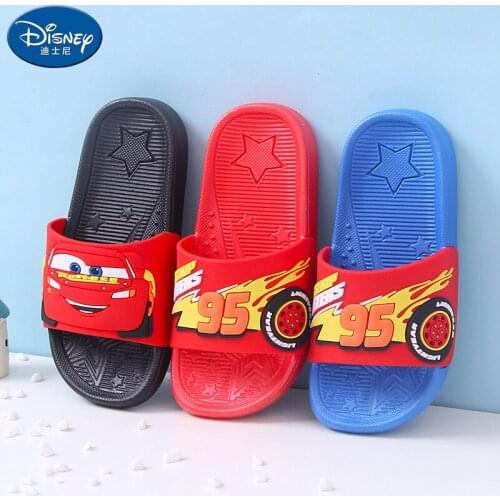 Disney childrens sandals and slippers cartoon car boys slippers soft bottom indoor household bathroom parent-child shoes