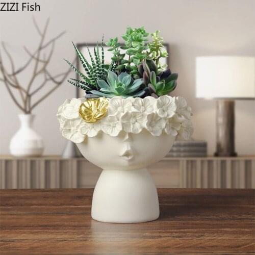 Fairy Garden Flower Vase Flower Pot Resin Figurines Modern Decor Desktop Storage Ornaments Wreath Girly Abstract Sculpture