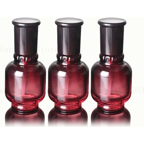 New arrival 50ml Rose Glass Essential Oil Bottle with Plastic Pump 50cc Empty Glass Lotion Pump Bottle 10pcs
