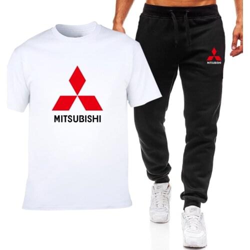 2021 Summer Mens T-Shirt Mitsubishi Logo Cotton Round Neck Short-Sleeved Fitness Sports Pants Fashion Casual Wear Mens Suit