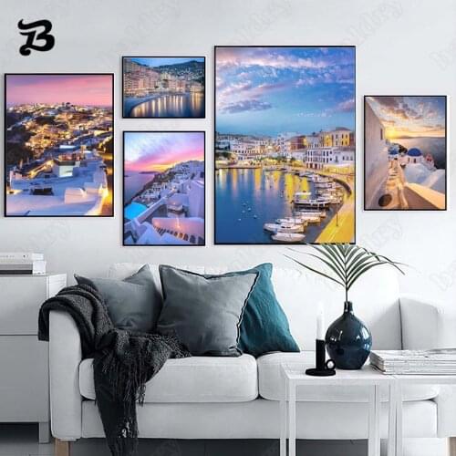 Canvas Painting Landscape Art Balearic Islands Aegean Beach Sunset Wall Art Nordic Scenery Posters Prints for Living Room Decor