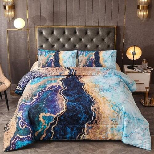 Nordic Filling Gradient Marble Quilt Set Single Bed 2 Pieces Warm Down Blanket Thin 1.8kg Winter Comforter Sets 175x230 Duvet