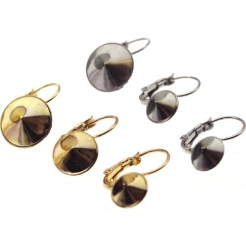 10pcs 316l Surgical Stainless Steel French Earring Hooks Cabochon Base Blank Fit 6 8 10 12 mm Glass Settings DIY Jewelry Making