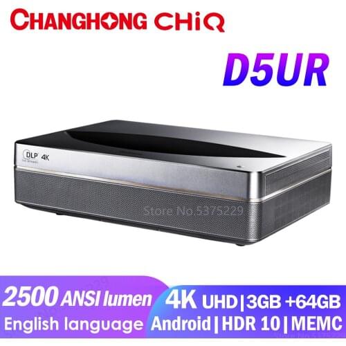 Changhong CHIQ D5UR Real 4K Laser Projector 2500ANSI lumens 3840*2160P 3+64GB Android5.1 Short Focues projection TV Home theatre