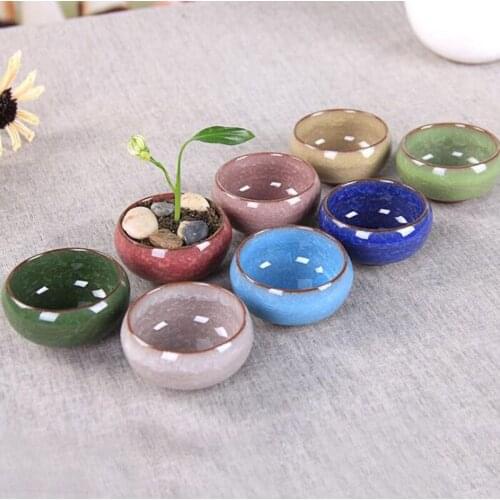 Ice-Crackle Porcelain Ceramic Flower Pot With Hole Home Decoration Mini Flowerpot For Succulents Fleshy Plants Planter ZA6053