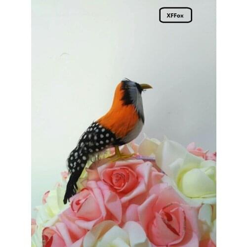 Small simulation pearl bird model plastic & furs orange bird toy gift about 12cm xf0376