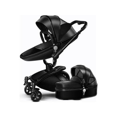 Fashion Leather Baby Stroller Set with Egg Shape Seat and Sleeping Carrycot Baby Buggiest Shock Absorbers Baby Car Cart Trolley