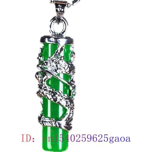 Jade Dragon Pendant Necklace Gifts Charm Natural 925 Silver Jewelry Amulet Chalcedony Chinese Hetian Women Fashion