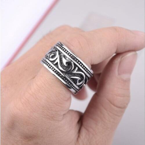 New Vintage Viking Pirate Fish Hook Pattern Ring Mens Ring Metal Silver Plated Retro Ring Accessories Party Jewelry