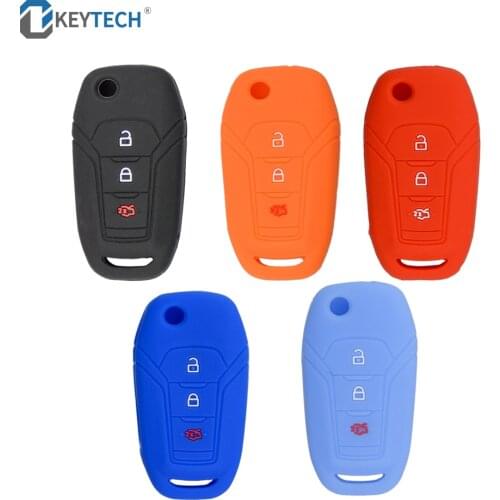 OkeyTech 3 Buttons Replacement Silicone Cover Car Key Case For Ford Focus 3 Fiesta Connect Mondeo C Max Rubber Car Key Shell