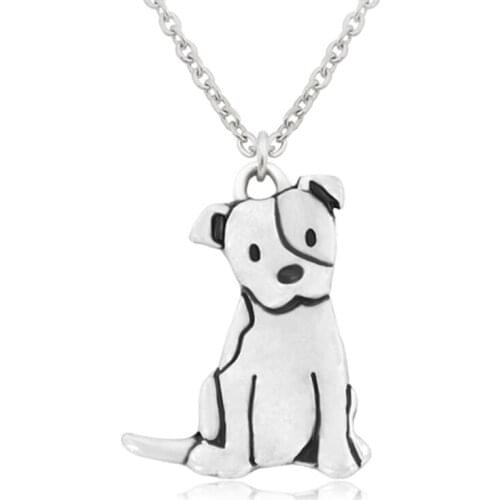 New Fashion Cute Pit Bull Pendant Dog Necklaces Women Jewelry Boho Stainless Steel Chains Couple Necklace Choker Pets Lover Gift