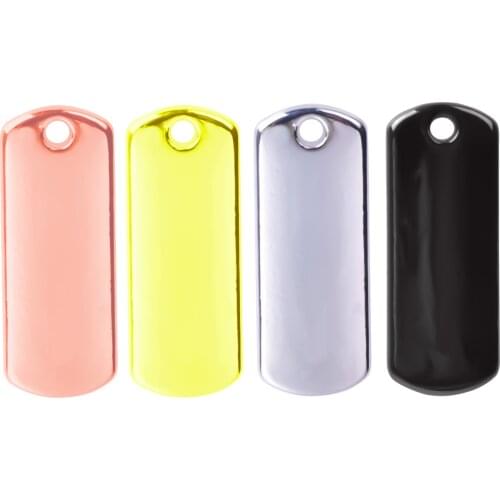 20Pcs Metal Raw Rectangle Blank Word Tag Charms Flat Stamping Pendant Diy For Bracelet Necklaces Jewelry Making Accessories