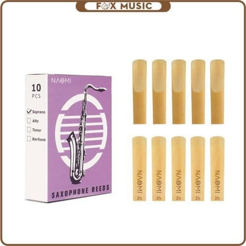 10pcs/1pack Soprano Saxophone Reeds Strength 2.0/2.5/3.0 Bb Sax Reeds Selected Natural Bamboo Reed
