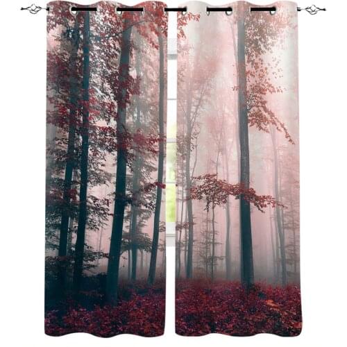 Red Mysterious Forest Modern Blackout Curtains For Living Room Bedroom Window Treatment Blinds Drapes Kitchen Curtains