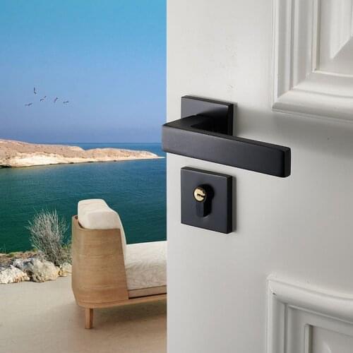 Bedroom Door Lock with door handle Black door lock Continental Wooden interior Door Handles Lock for home
