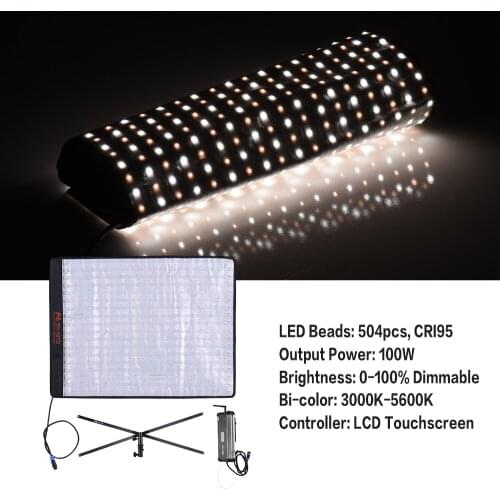 FalconEyes RX-18TD LED Video Light Rollable Cloth Lamp with LCD Touch Screen Controller + X-shape Support for Canon Nikon Sony