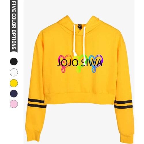 Jojo Siwa Printed Hoodie Crop Top Long Sleeve Hooded Sweatshirt Autumn Harajuku Top And Blouse Teen Girls Sudaderas Oversize
