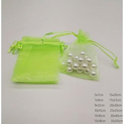 500pcs Fruit Green Organza Bag Drawstring Pouch Bag Jewelry Bags Gifts For Wedding/Christmas/Jewelry Display Packaging Bags DIY