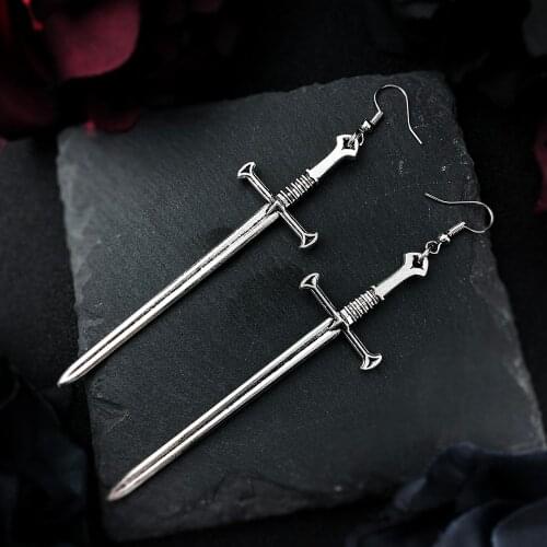 VamGoth1573 Gothic Crosses Vintage Large Drop Earring For Women Man Long Earring Silver Color Halloween Earrings 2020 New VG002