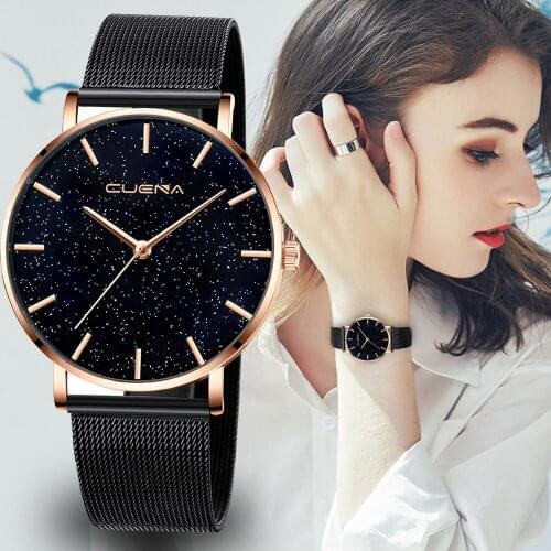 Watch Ladies Starry Sky Diamond Dial Women Steel Mesh Bracelet Watch Luxury Brand Quartz Magnetic Buckle Wristwatch Woman Clock