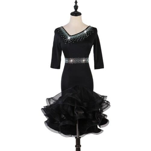 Wryshoulder In Sleeve Lading Dance Performance Match Serve Major Lading Dance Dress Rumba Just Dance Skirt