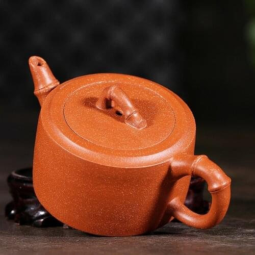 Famous Artists Handmade Small Bamboo Slab Purple Sand Teapot Making Teapot Kungfu Teaware Gift Customization Wholesale
