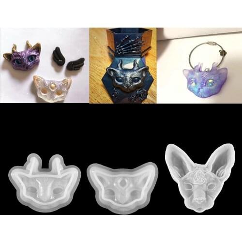 1 Pcs 3 Styles 3D Devil Cat Silicone Molds Pendant Epoxy Resin Mold Dried Flower Decor For DIY Jewelry Making Crafts Accessories