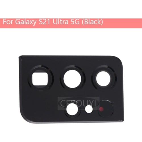 10pcs/lot New Back Camera Lens Ring Cover with Glass Lens For Samsung Galaxy S21 Ultra 5G G998 - Black/Silver