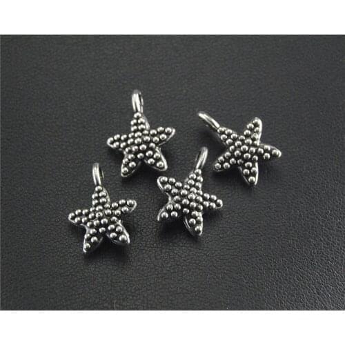10pcs Silver Color Starfish Charm Fit Bracelets Necklance DIY Metal Jewelry Making 10x15mm A1505