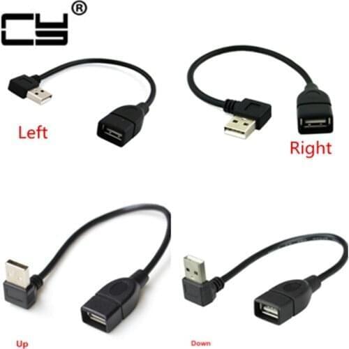 10cm 20cm USB 2.0 A Male to Female 90 Angled Extension Adaptor cable USB2.0 male to female right/left/down/up Black cable cord