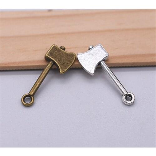 20pcs/lot 24x10mm Antique Bronze and Antique Silver Plated Ax Pendant DIY Jewelry Accessories
