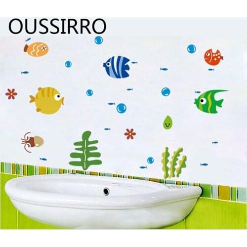 2020 Espelho De Aumento 1pcs Removable Bathroom Sticker Toilet Eco-friendly Cute Cartoon Fishes Baby Room Nursery Kids Decor