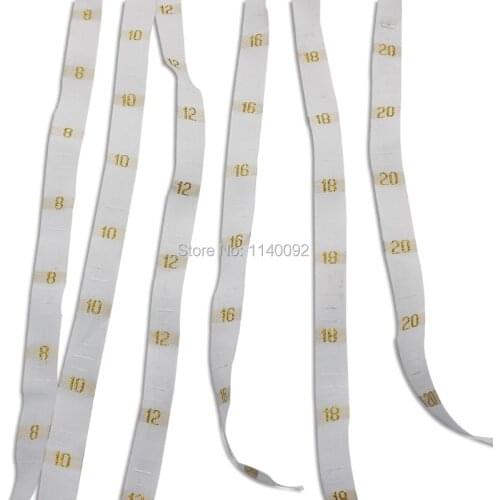 Free shipping customized clothing size labels with golden text/garment embroidered number tags/kids size label 1000 pcs a lot