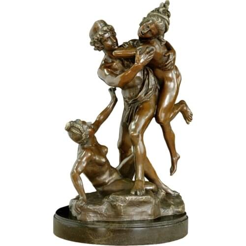 Antique Art Bronze Statue Man Robbing Girls Sculpture Figurine Hot Cast Bronze Statuette Home Decoration Gifts