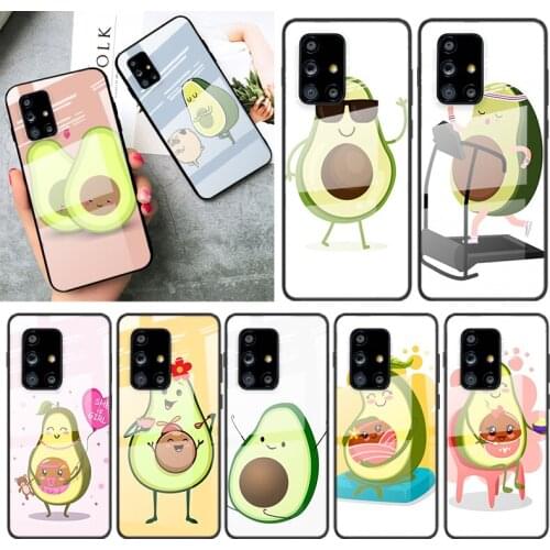 Tempered Glass Cover Cute Cartoon Avocado For Samsung Galaxy A91 A81 A72 A71 A52 A51 A41 A31 A21S A11 A01 Phone Case