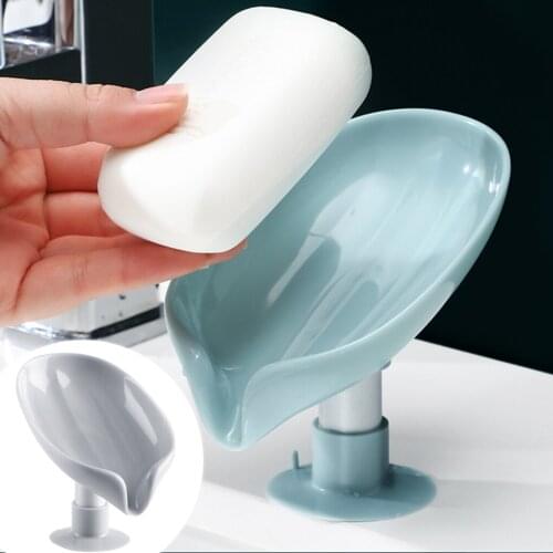 Soap Dish Holder Leaf Shape with Diversion Hole 45° Scientific Angle Holder Box Shower Soap Holder Dish Storage Plate Gadgets