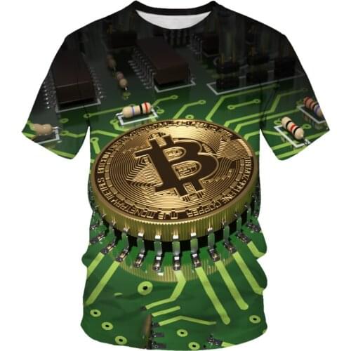 Electronic chip hip hop mens and womens 3D machine printing Harajuku summer Harajuku style short-sleeved T-shirt top