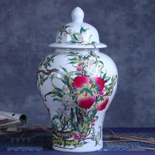 H-60CM Jingdezhen Ceramic Vases Antique Peach Candies Storage jar Modern Handicrafts Decorative Ornaments ceramic Temple jar