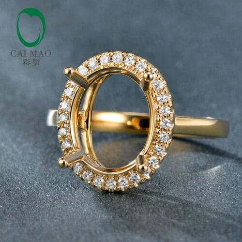 CaiMao Oval cut Semi Mount Ring Settings 14k Yellow Gold Gemstone Engagement Ring Fine Jewelry