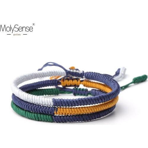 MolySense Tibetan Buddhist Good Lucky Charm Tibet Bracelets & Bangles For Women And Men Handmade Knots Simple Rope Bracelet