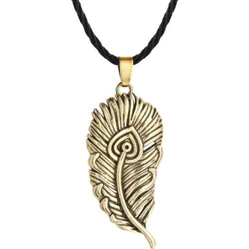 Vintage Mens Viking Necklace Fashion Alloy Feather Pendant Necklace Holiday Gift Nordic Necklace Domineering Mens Jewelry