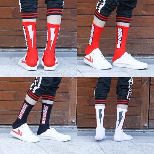New Socks Trend Mens Spring and Summer Pure Cotton Tube Trendy Brand Mens Unisex Socks Sport Socks Lightning Mens Long Socks